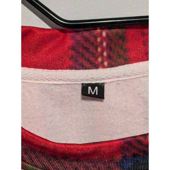 Red Plaid Christmas Cat Adults Sweatshirt Size M - Picture 5 of 6